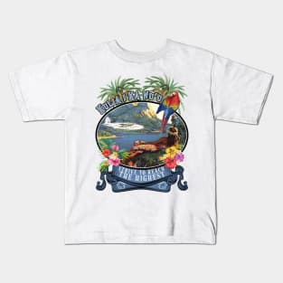 Vintage Tiki Hawaiian Style " Strive to Reach the Highest Kids T-Shirt